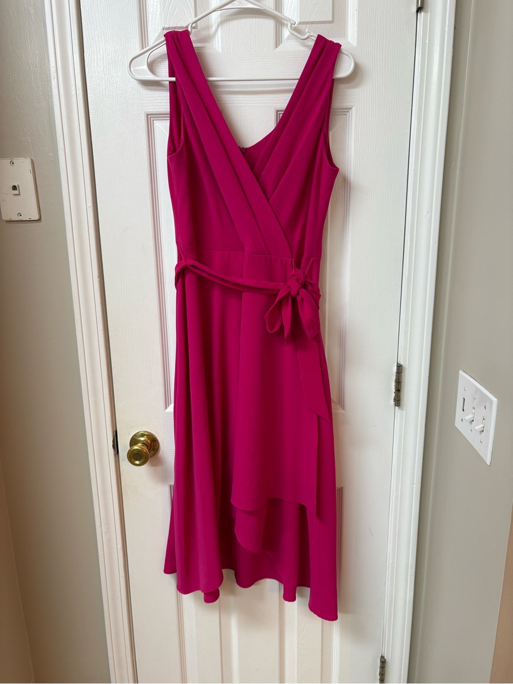 connected apparel Fuchsia Sleeveless Wrap High-Low Dress